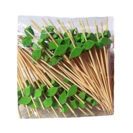 [Leaves] 200 Pcs Bamboo Disposable Cocktail Picks Fruit Picks Party Supplies
