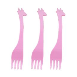 [Giraffe] 100 Pcs Party Supplies Plastic Disposable Dessert Forks, Random Color