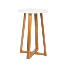 FCH Single Layer Bamboo Side Table 40*37*59.5cm Round White Table Top Natural Wood Table Legs RT