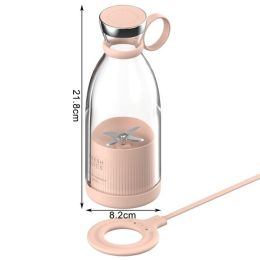 Portable Electric Juicer Blender Usb Mini Fruit Mixers Juicers Fruit Extractors Food Milkshake Multifunction Juice Maker Machine (Color: Pink)