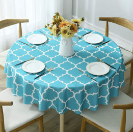 Tablecloth For Round Tables Waterproof Satin Resistant Washable Dining Table Protector (Color: Blue, size: 120*120cm)