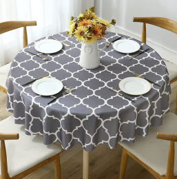Tablecloth For Round Tables Waterproof Satin Resistant Washable Dining Table Protector (Color: Gray, size: 152*152cm)