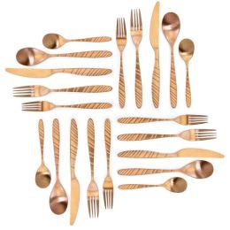 Elegant Western Utensils 20 Piece Flatware Utensil Set 4 In (Color: Rose Gold, Type: knife and fork)
